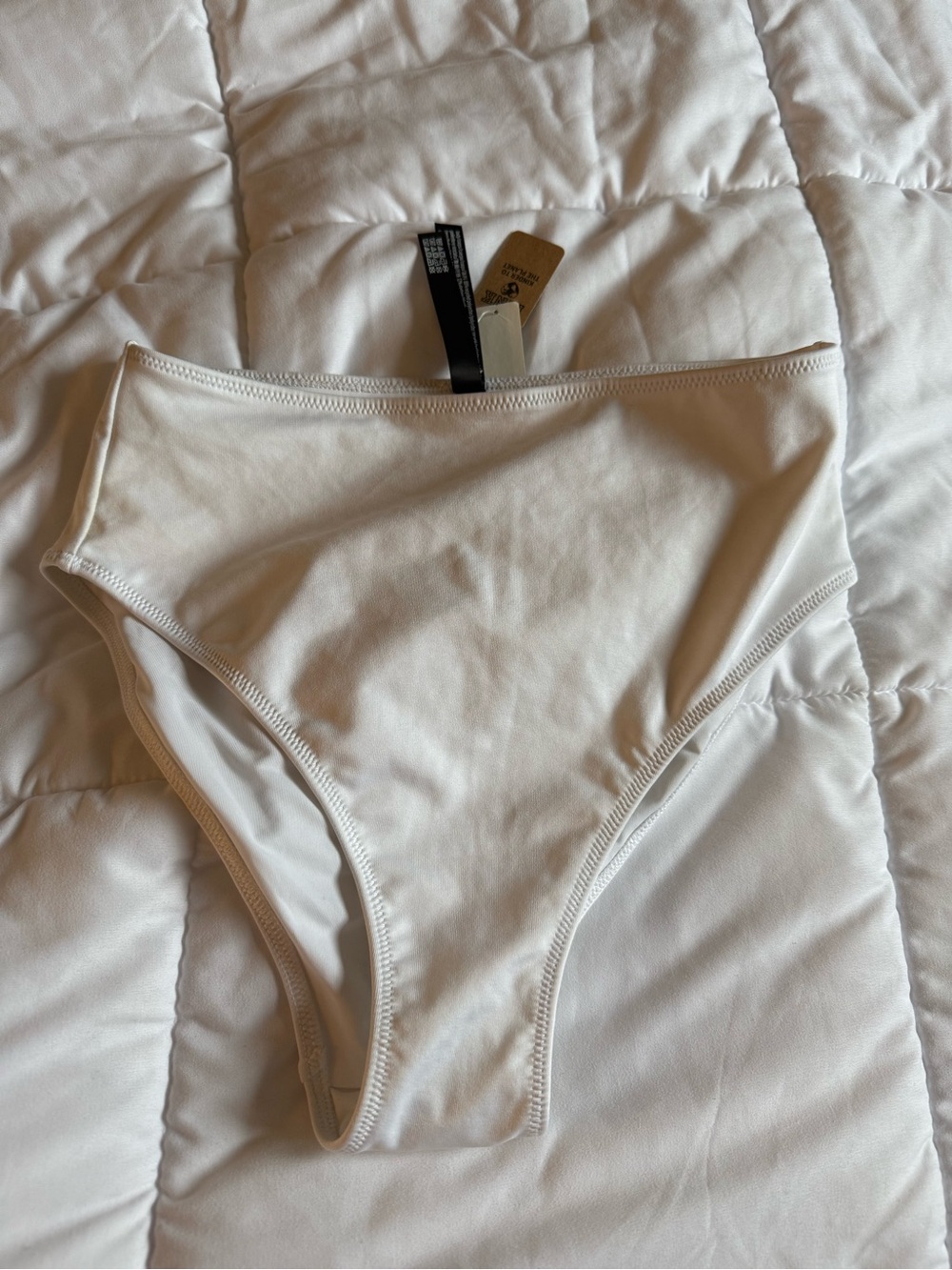 PINK High-Waist Bikini Bottoms - White